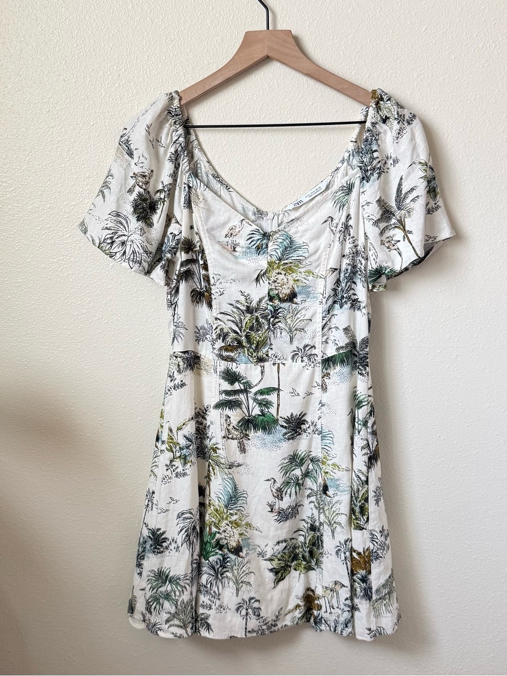Zara Linen blend Hawaiian Print Mini Dress